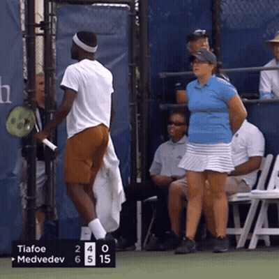 A Tennis Match Between Tiafoe And Medvedev GIF