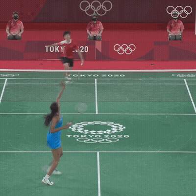 A Tennis Match Is Being Played At The Tokyo Olympics GIF