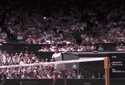 a tennis match is being played between alexandra eala and na swatek