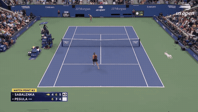 a tennis match is being played on a court sponsored by jpmorgan