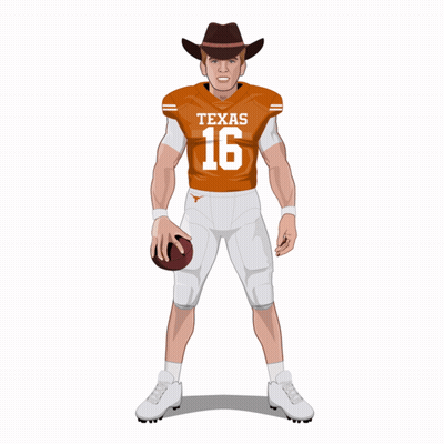 A Texas Football Player Wearing A Cowboy Hat Is Holding A Ball GIF