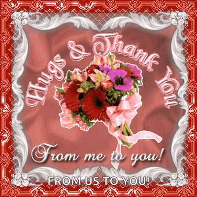 A Thank You Card With A Bouquet Of Flowers On It GIF