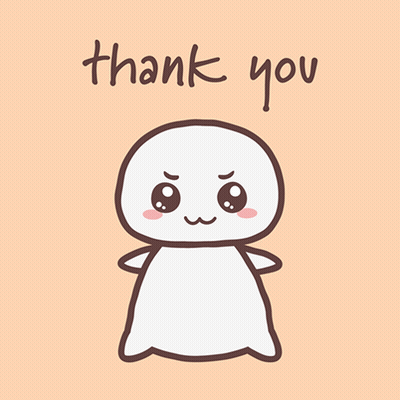 A Thank You Card With A Cartoon Character On It GIF