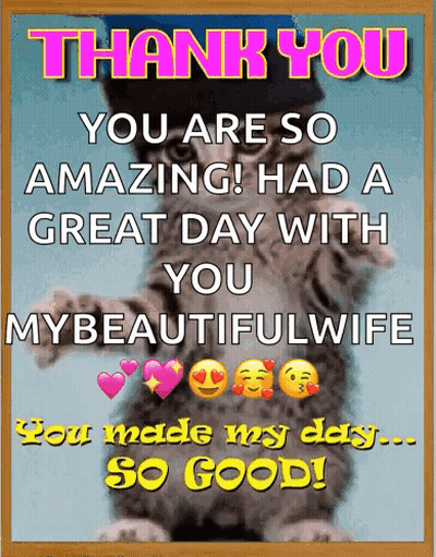 A Thank You Card With A Cat On It GIF