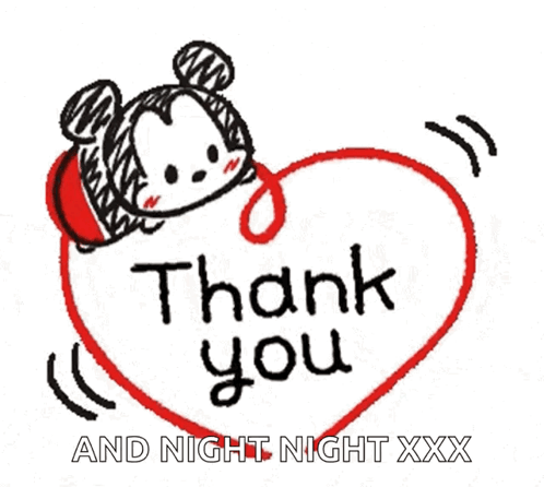 A Thank You Card With A Mickey Mouse In A Red Hat GIF