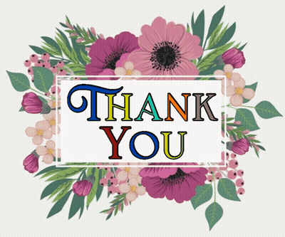 A Thank You Card With Flowers And Leaves GIF