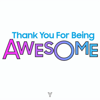 A Thank You For Being Awesome Logo With A Hand Giving A Thumbs Up GIF