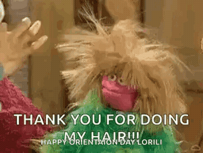A Thank You For Doing My Hair ! Happy Orientation Day Lori . GIF