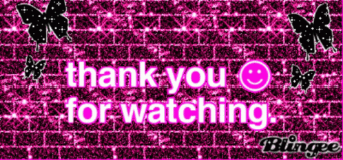 A Thank You For Watching Sign With Butterflies On A Pink Background GIF