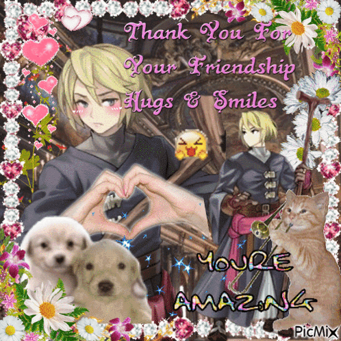 A Thank You For Your Friendship Hugs And Smiles Greeting Card GIF