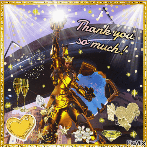 A Thank You So Much Greeting Card With A Gold Knight GIF
