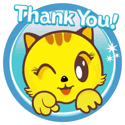 A Thank You Sticker With A Cartoon Cat Sticker