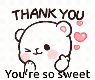 A Thank You Sticker With A Teddy Bear And Hearts . GIF