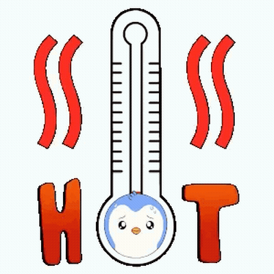A Thermometer With A Penguin On It And The Word Hot Behind It GIF