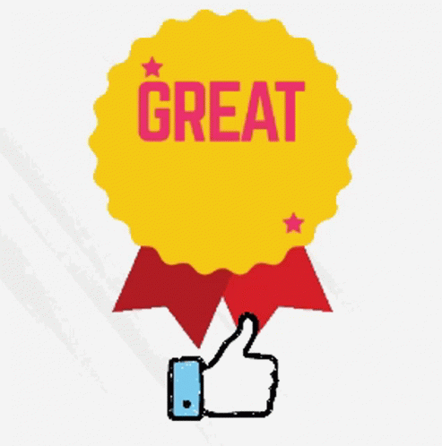 A Thumbs Up Sign With The Words Great Work Written On It GIF