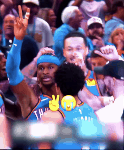 A Thunder Basketball Player Is Giving A Peace Sign GIF