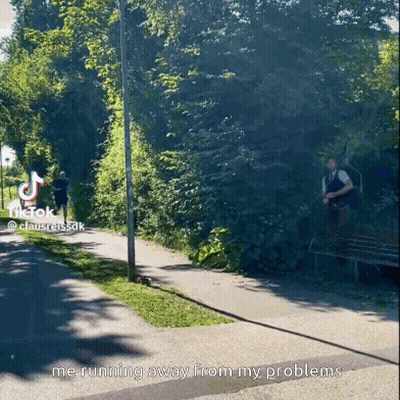 A Tiktok Video Of A Person Running Away From Problems GIF