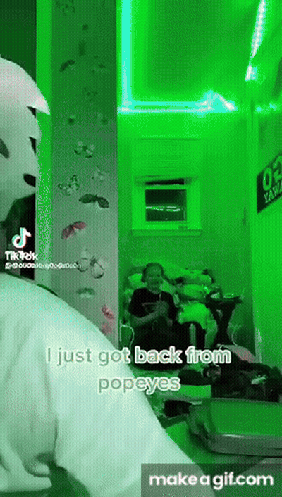 A Tiktok Video Of A Person Saying They Just Got Back From Popeyes GIF