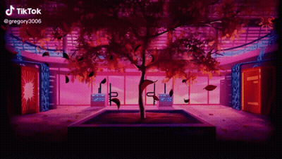 A Tiktok Video Of A Tree With Leaves Falling GIF