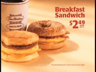 A Tim Hortons Breakfast Sandwich Costs $ 2.49 Each GIF