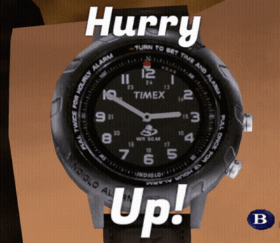 A Timex Watch With The Words Hurry Up On The Bottom GIF