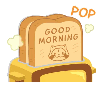 A Toaster With A Slice Of Toast That Says Good Morning On It Sticker