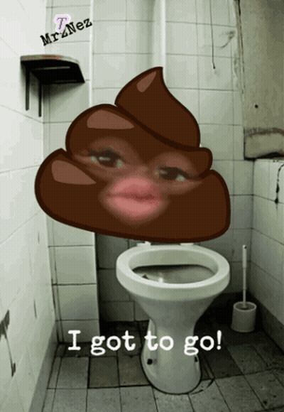 A Toilet With A Picture Of A Woman 'S Face On It And The Words I Got To Go GIF