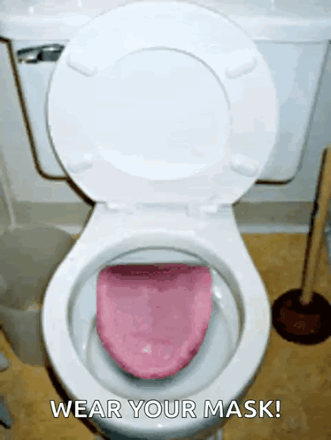 A Toilet With A Pink Tongue Sticking Out Of It GIF