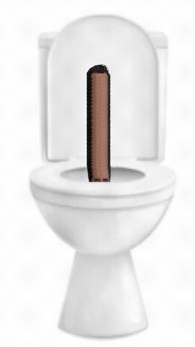 A Toilet With A Stick Sticking Out Of The Bowl . GIF