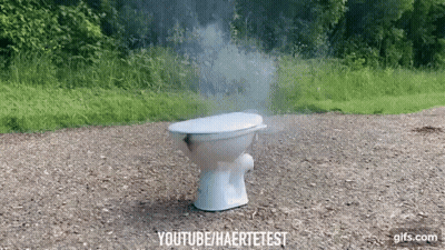 A Toilet With Smoke Coming Out Of It And The Words Youtube / Haertetest GIF