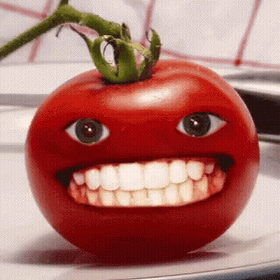 A Tomato With A Big Smile On It GIF