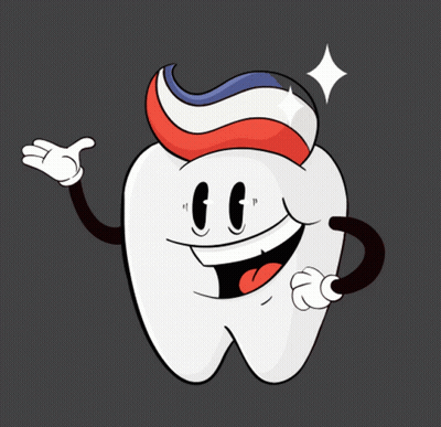 A Tooth With Toothpaste On It 'S Head GIF