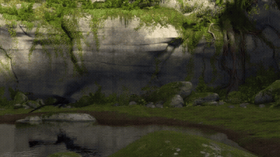 A Toothless Dragon Is Flying Over A Forest GIF