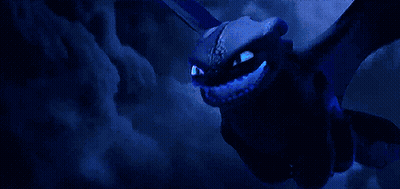 A Toothless From How To Train Your Dragon Is Flying Through The Night Sky GIF