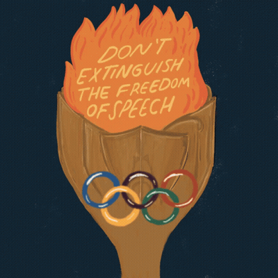 A Torch With The Words " Do N't Extinguish The Freedom Of Speech " Written On It GIF