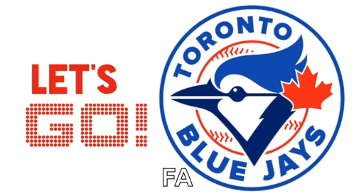 A Toronto Blue Jays Logo With The Words Let 'S Go On The Bottom GIF