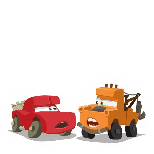 A Tow Truck And A Red Truck Are Standing Next To Each Other With Question Marks Above Them Sticker