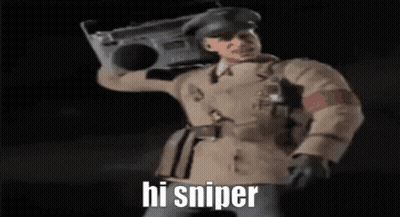 A Toy Soldier Is Holding A Boombox On His Shoulder And Says Hi Sniper GIF