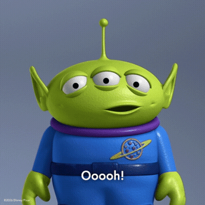 a toy story alien says oooh on the bottom