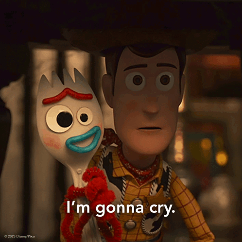 A Toy Story Character Says I 'M Gonna Cry While Holding A Fork GIF
