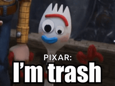 A Toy Story Character Says I 'M Trash In Front Of Woody GIF