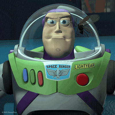 A Toy Story Space Ranger With A Fly On His Head GIF