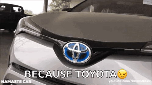 A Toyota Car With The Words " Because Toyota " On The Bottom GIF
