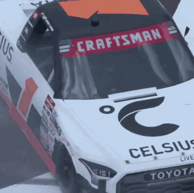A Toyota Race Car With A Craftsman Banner On It GIF