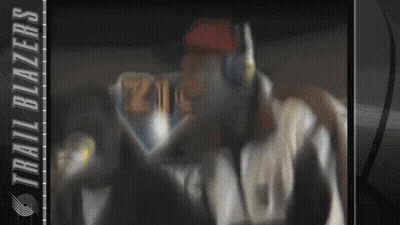 A Trail Blazers Advertisement With A Blurry Image Of A Man GIF