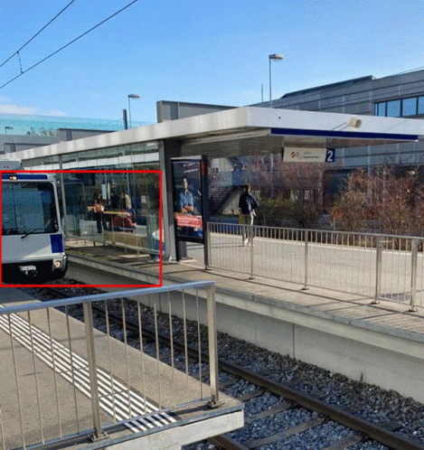 A Train Station With A Sign That Says 2 GIF