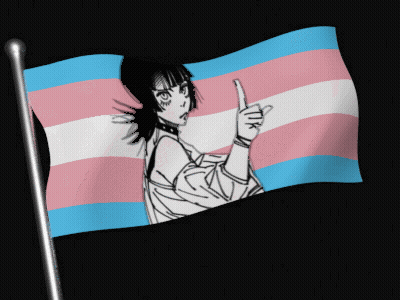 A Transgender Flag With A Girl On It GIF