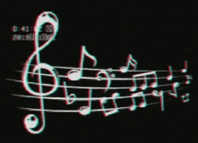 A Treble Clef Is Surrounded By Music Notes And The Time Is 4:41 GIF