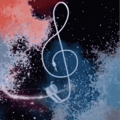 A Treble Clef With A Pair Of Headphones Connected To It GIF