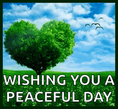 A Tree In The Shape Of A Heart With The Words Wishing You A Peaceful Day . GIF